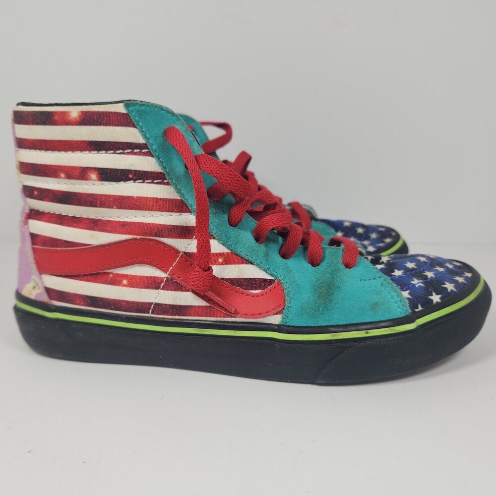 Crazy Design Vans Hightop Sneakers Men's Size 7 Skateboard Shoes